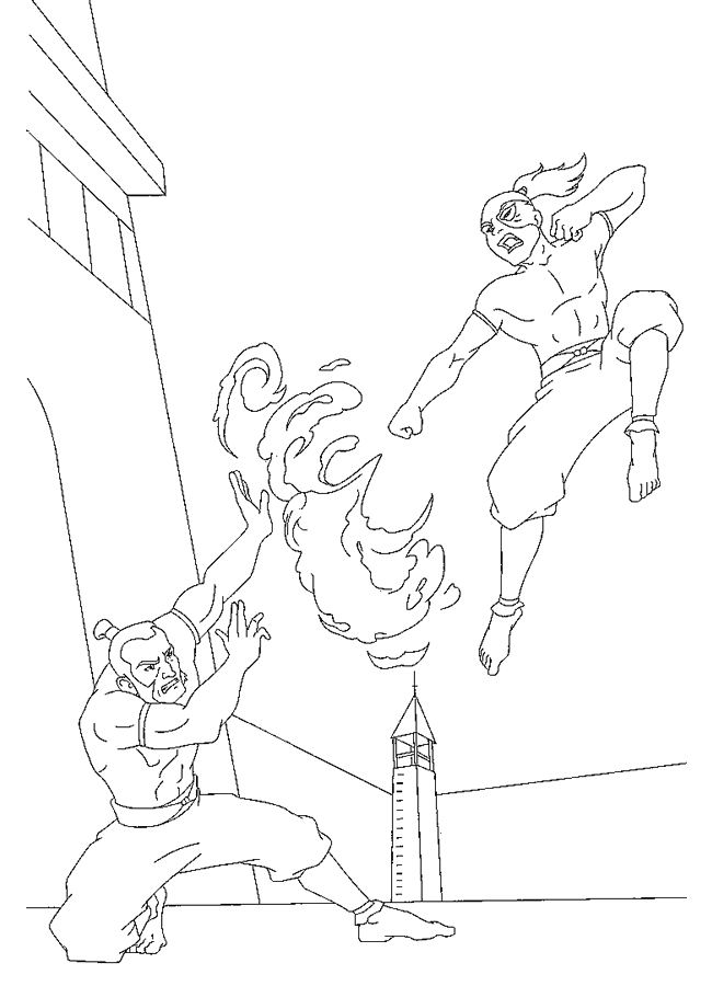 coloriage zuko s entraine avec un maitre du feu